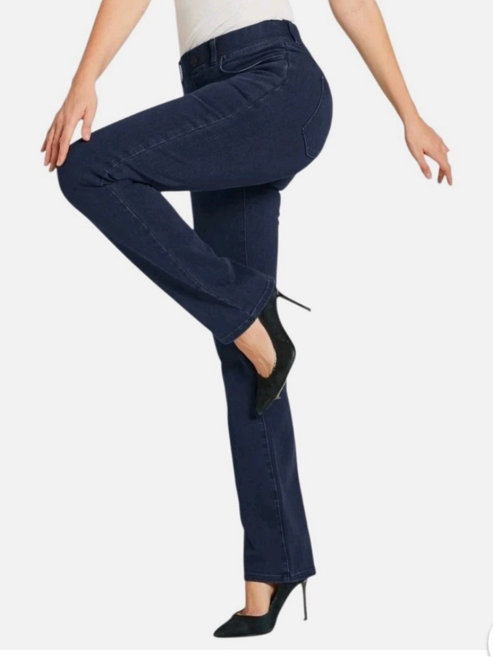 Straight Leg 4 Pocket Betabrand Yoga Denim (Indigo) - Picture 2 of 4